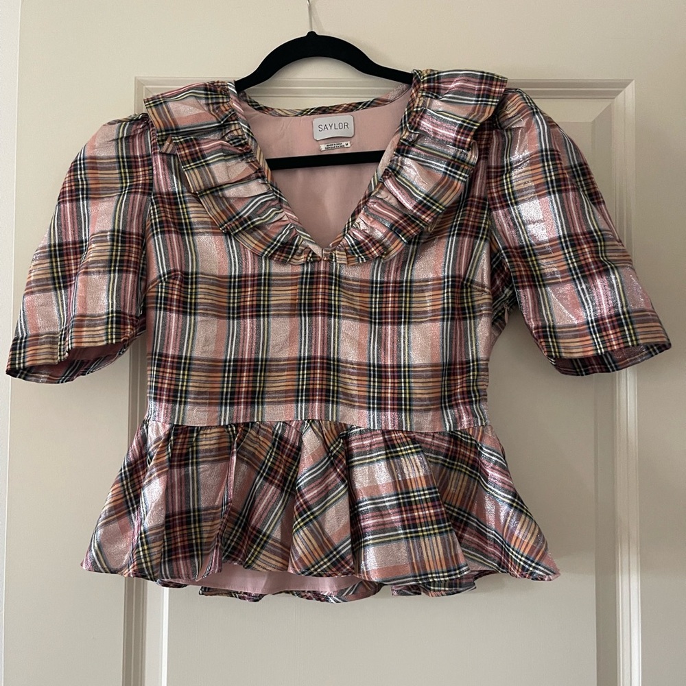 SAYLOR Multicolor Plaid Ruffle Top
